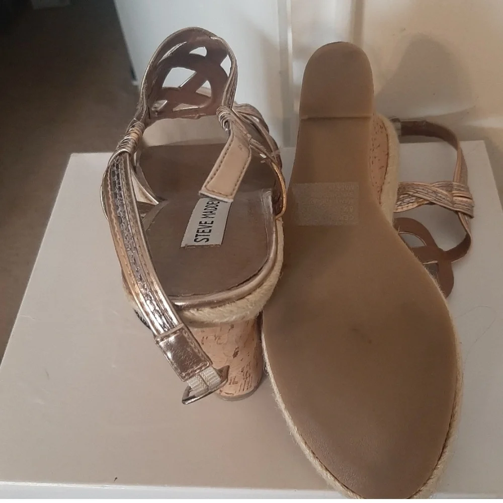 Steve Madden Gold Strappy wedge heels